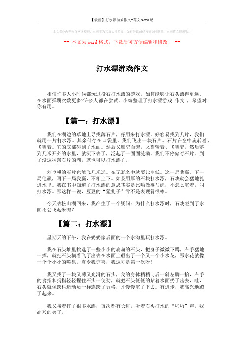 【最新】打水漂游戏作文-范文word版 (2页)