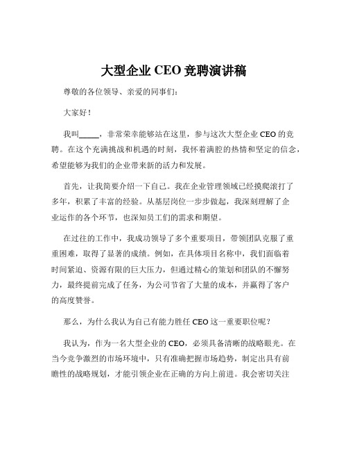 大型企业CEO竞聘演讲稿