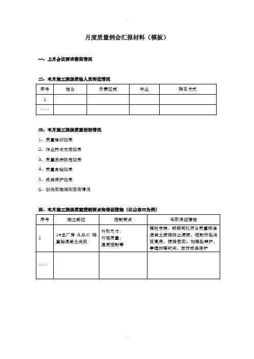 度质量例会汇报材料模板