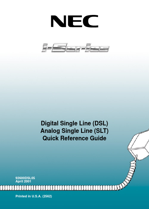 NEC Digital Single Line (DSL) Analog Single Line (