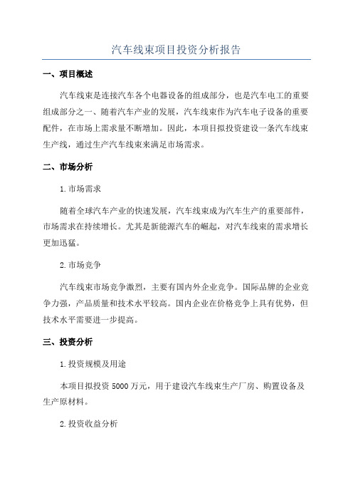 汽车线束项目投资分析报告