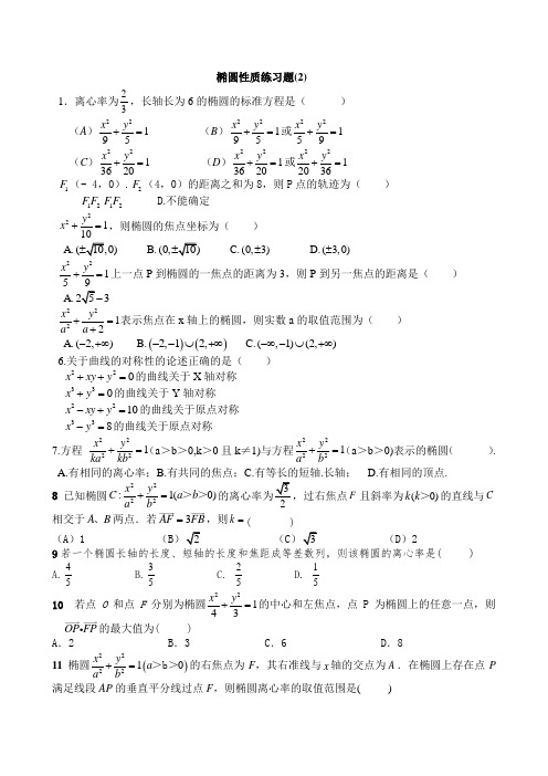 椭圆性质练习题