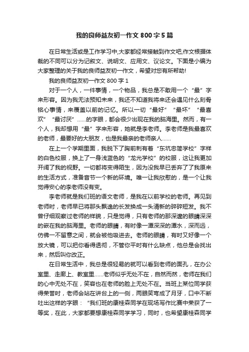 我的良师益友初一作文800字5篇