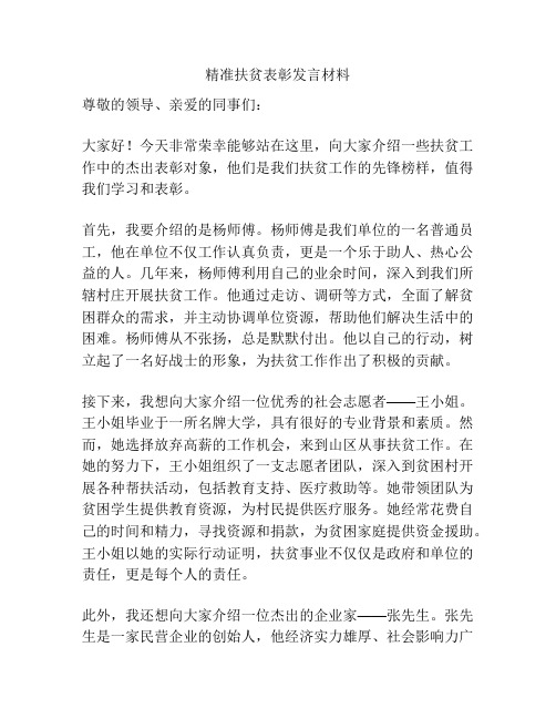 精准扶贫表彰发言材料