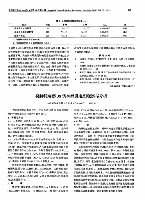 桡神经麻痹38例神经肌电图观察与分析