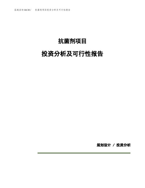 抗菌剂项目投资分析及可行性报告