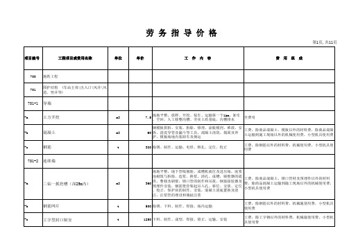 道路、桥梁、隧道、铁路工程劳务分包指导价格(共5表)