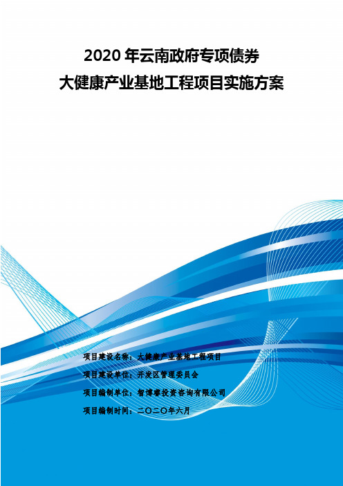 2020年云南政府专项债券-大健康产业基地工程项目实施方案-智博睿编制