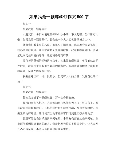 如果我是一颗螺丝钉作文500字