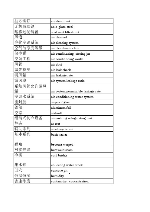 管道、钢结构、通风空调英语术语