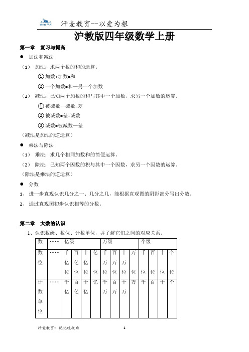 沪教版四年级数学上册