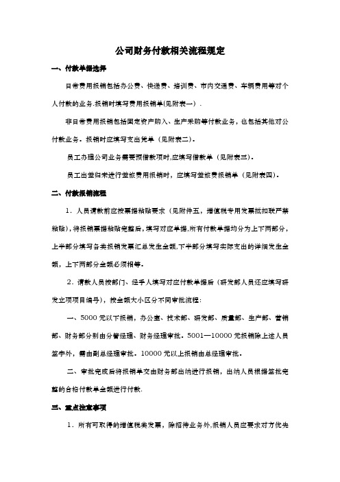 公司财务相关付款流程规定