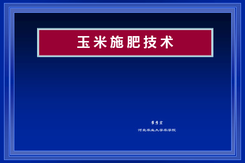 玉米施肥技术ppt课件