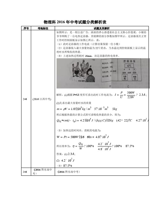 2016年物理中考真题分类汇编电学综合