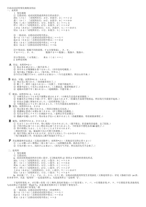 日语动词活用变化规则及用法