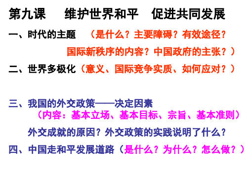 2016届高三政治必修二一轮复习课件：第九课 维护世界和平促进共同发展(共22张ppt)