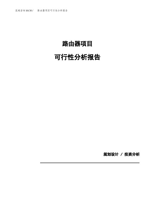 路由器项目可行性分析报告(模板参考范文)