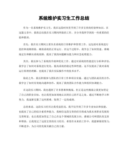 系统维护实习生工作总结