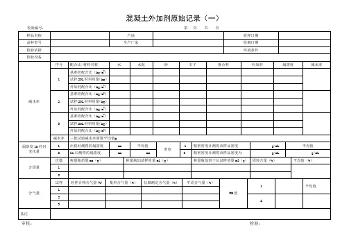 混凝土外加剂检验原始记录模板