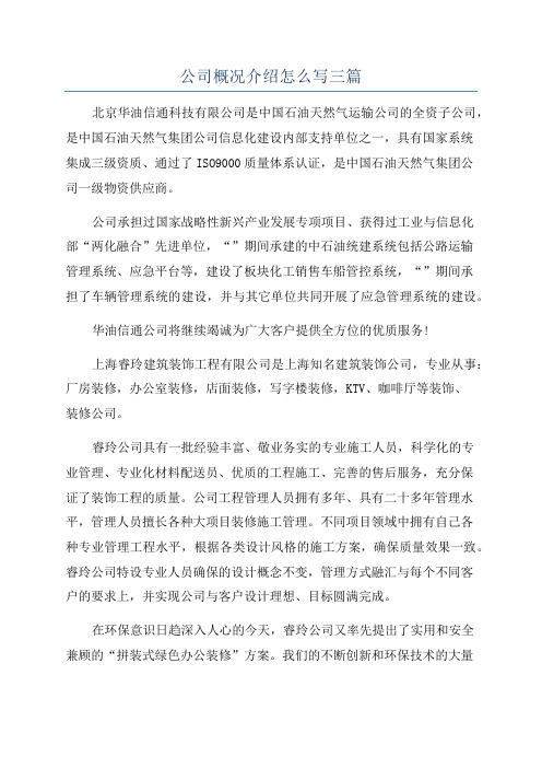 公司概况介绍怎么写三篇