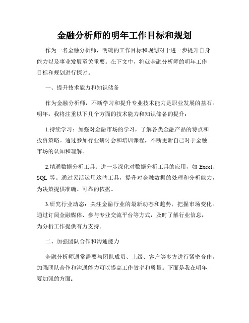 金融分析师的明年工作目标和规划