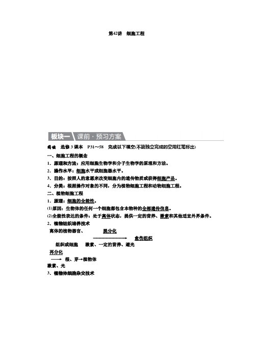 【金版教程】2017届高考生物(人教新课标)一轮教师文档讲义:第42讲-细胞工程(13页)
