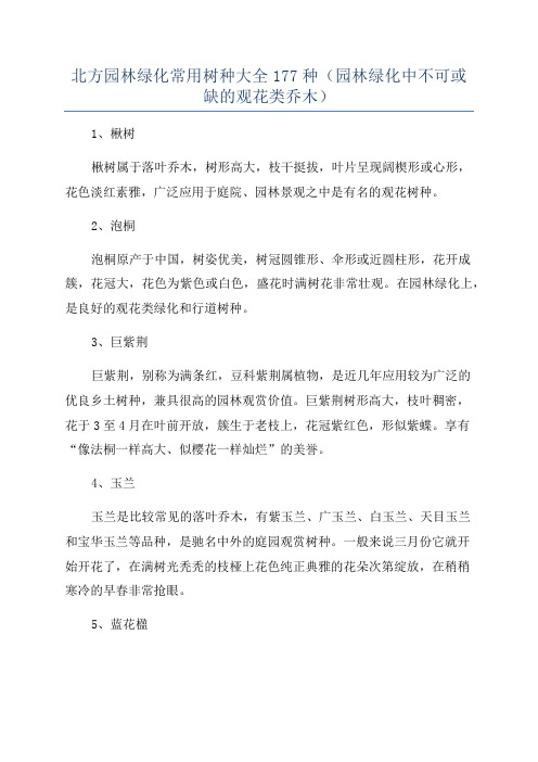 北方园林绿化常用树种大全177种(园林绿化中不可或缺的观花类乔木)