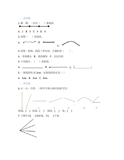 直线、射线、线段 小学数学 习题集