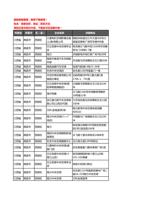 新版江西省南昌市西湖区中央空调企业公司商家户名录单联系方式地址大全24家