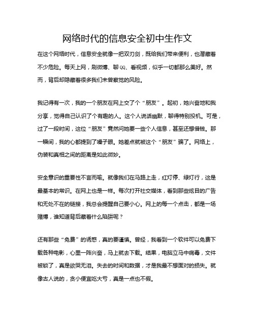 网络时代的信息安全初中生作文