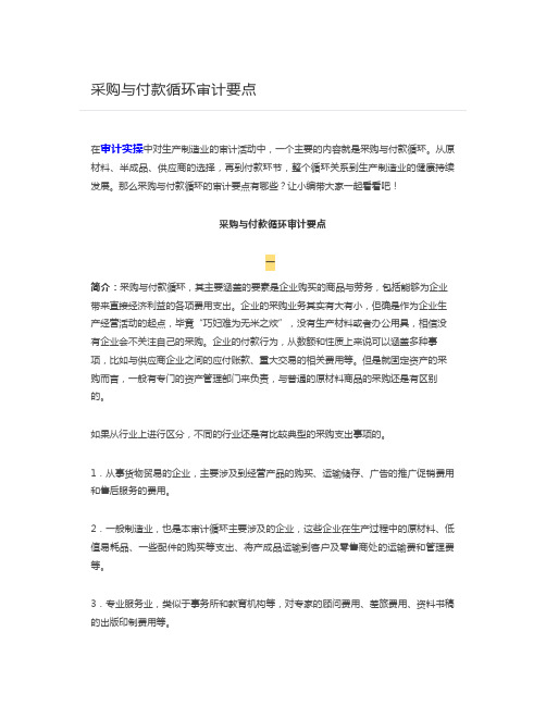 采购与付款循环审计要点