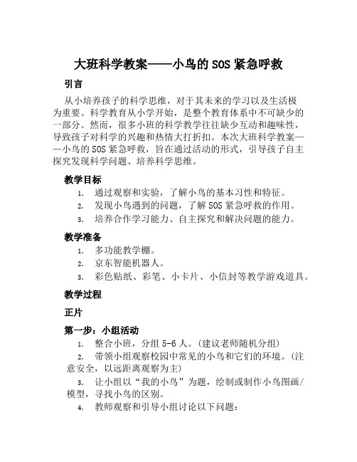 大班科学教案小鸟的SOS紧急呼救