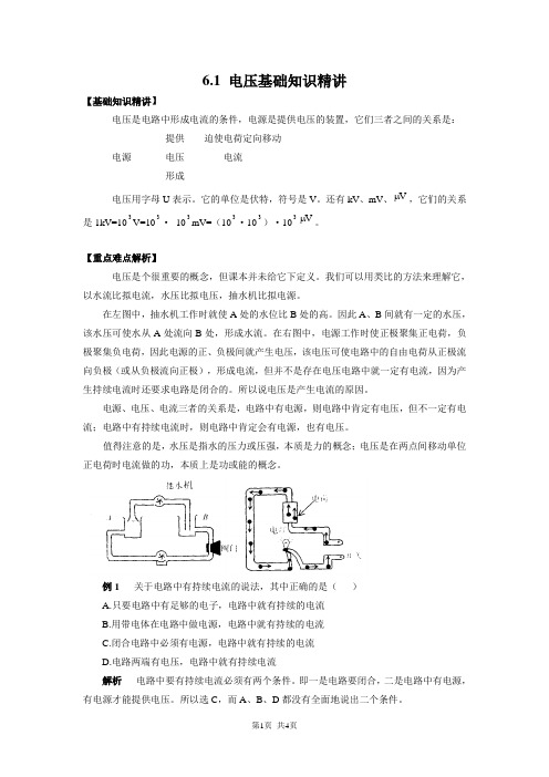 电压基础知识精讲(有答案)