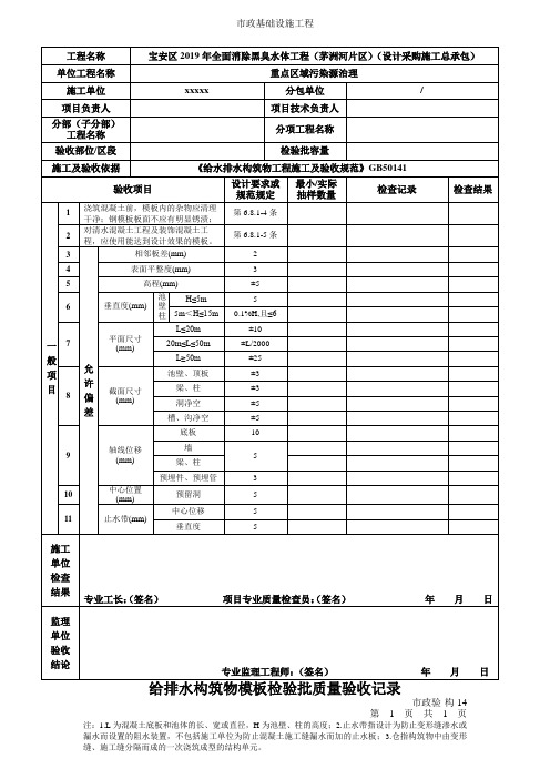 排水沟例表