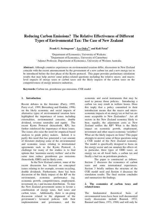 Reducing Carbon Emissions The Relative Effectiveness of Different Types of Environmental Ta