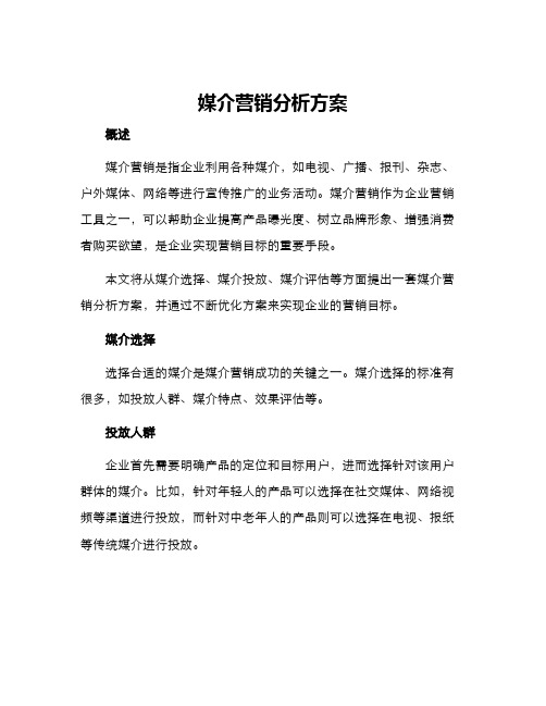 媒介营销分析方案