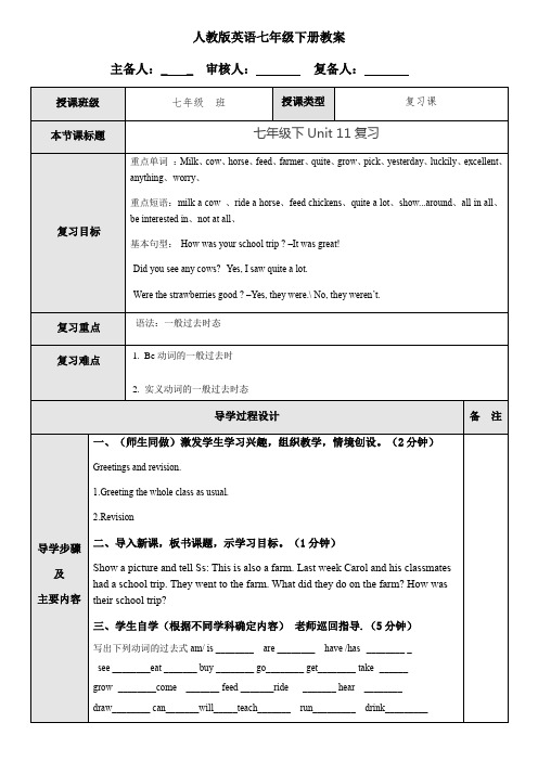 人教版七年级英语下册Unit11复习教案