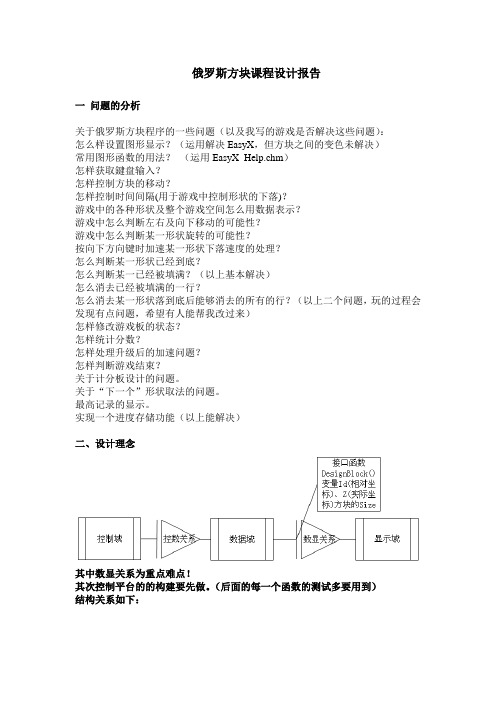 俄罗斯方块课程设计报告