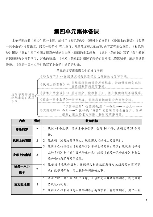 最新部编版人教版二年级语文下册第四单元集体备课 教案含教学反思