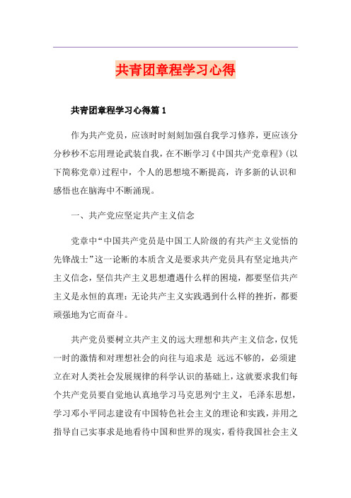 共青团章程学习心得