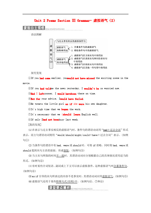 高中英语 Unit 2 Poems Section Ⅲ Grammar 虚拟语气(2)教学案 新人教版选修6