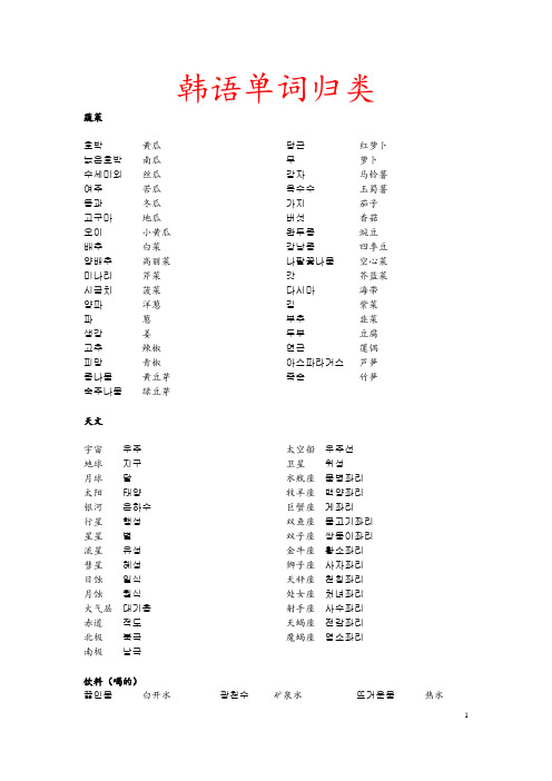 最新韩语单词大全