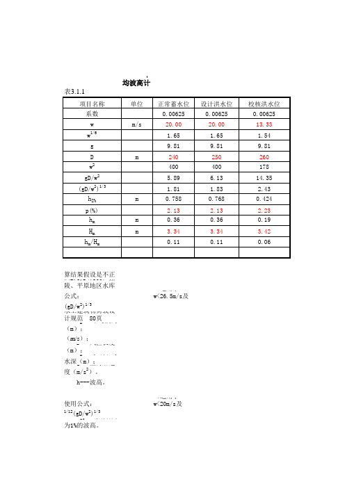 大坝设计水力计算公式