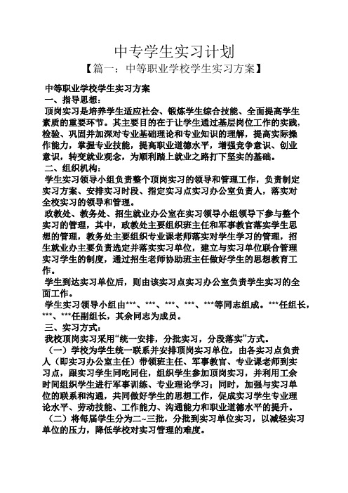 工作计划之中专学生实习计划