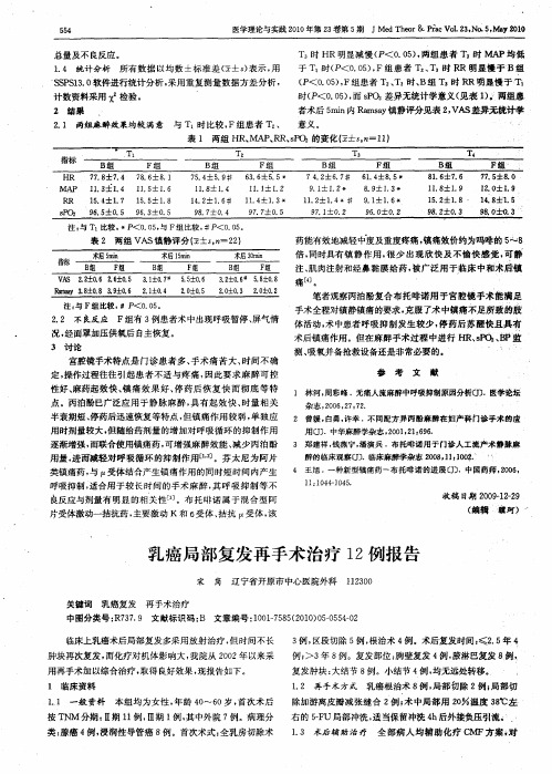 乳癌局部复发再手术治疗12例报告