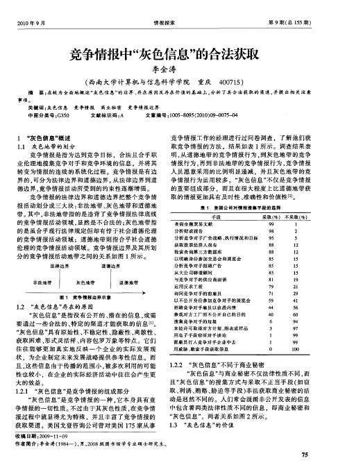 竞争情报中“灰色信息”的合法获取