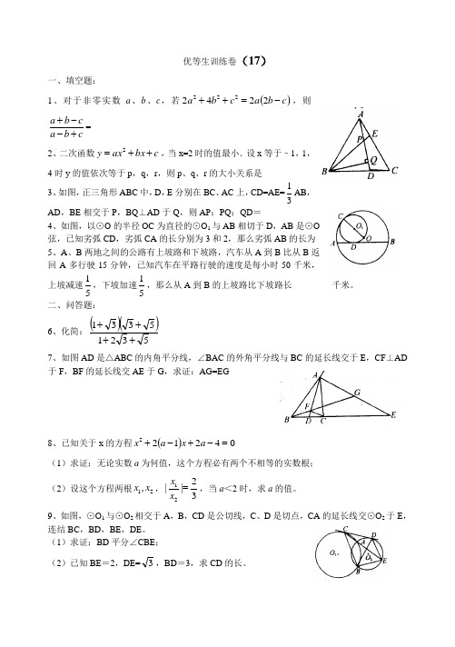 初三数学优等生训练卷17