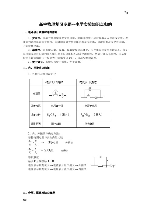 (完整版)高中物理复习专题-电学实验知识点归纳,推荐文档