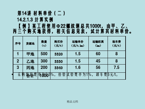 建筑工程造价第14讲  材料单价(二)