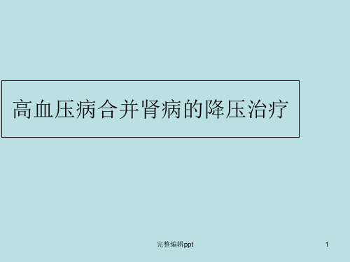 高血压合并肾脏疾病的用药ppt精选课件